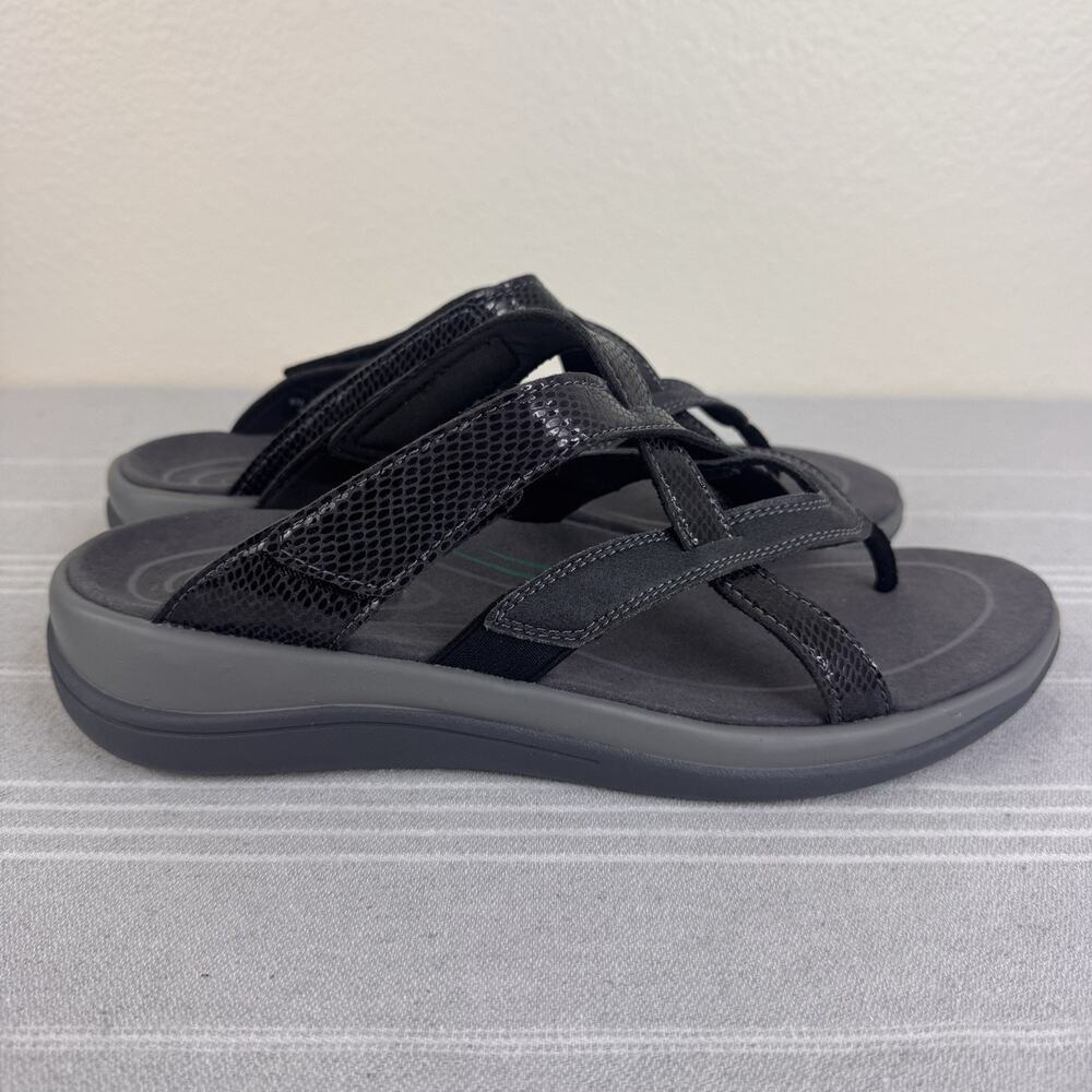 OrthoFeet Clio 976 Sandals Orthopedic Comfort Flip Flop Snake Black 8.5D Wide - Picture 3 of 12